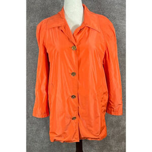 Lauren Ralph Lauren Coat Womens XL Orange Rain Trench Button Up Jacket